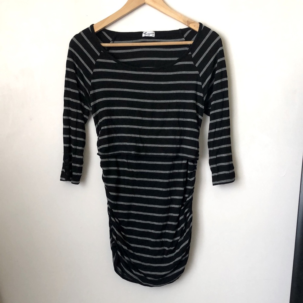 Maternity Striped Three-Quarter Sleeve Shirt
